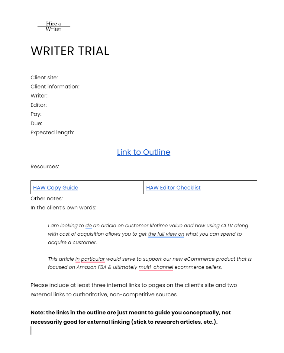 writer trial